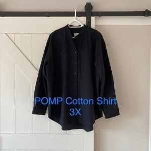POMP Cotton Oxford Wayward Fit Shirt, Black, Size 3X
